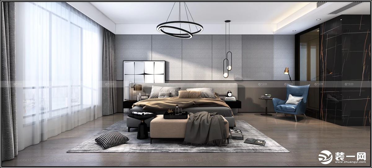 合肥川豪绿城玫瑰园236平现代轻奢装修案例     卧室效果图