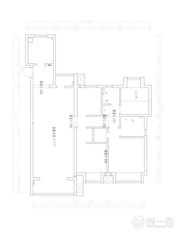 合肥川豪云谷名庭140平現(xiàn)代風(fēng)格裝修案例        原始戶型圖