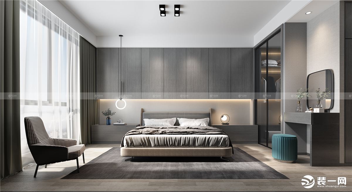 合肥川豪绿城玫瑰园170平现代轻奢装修案例       卧室效果图