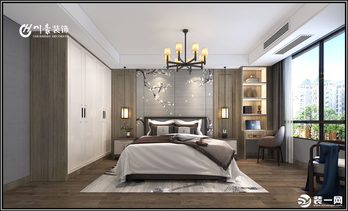 合肥川豪豪门金地150平新中式风格装修案例     卧室效果图