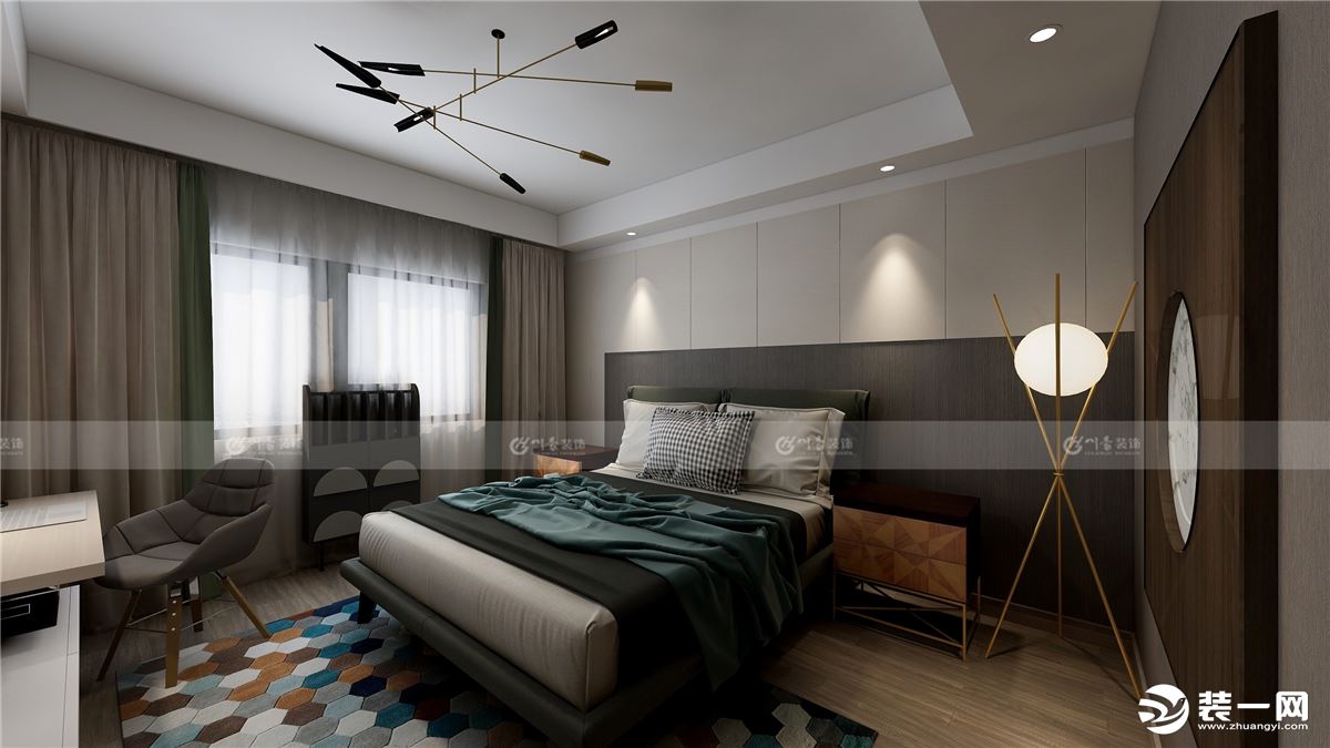 合肥川豪融创玖樟台137平现代轻奢风格装修案例      卧室效果图