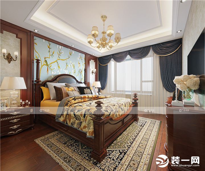 合肥川豪装饰和顺叶语溪150平美式风格装修案例     卧室效果图