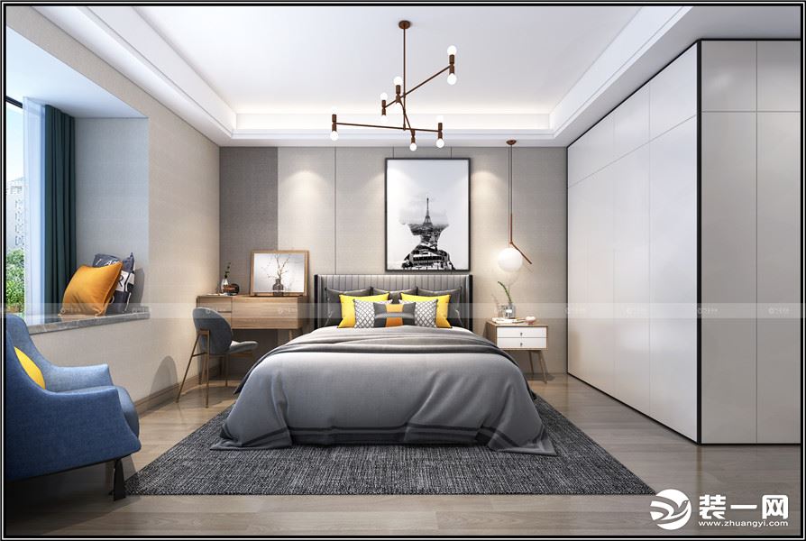 合肥川豪装饰天珑广场114平现代风格装修案例    卧室效果图