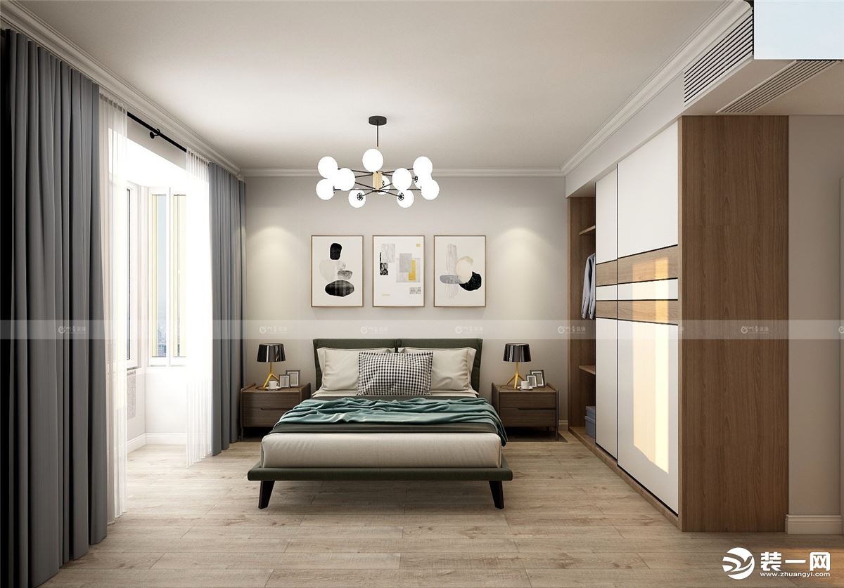 合肥川豪巴黎都市135平现代风格装修案例    卧室效果图