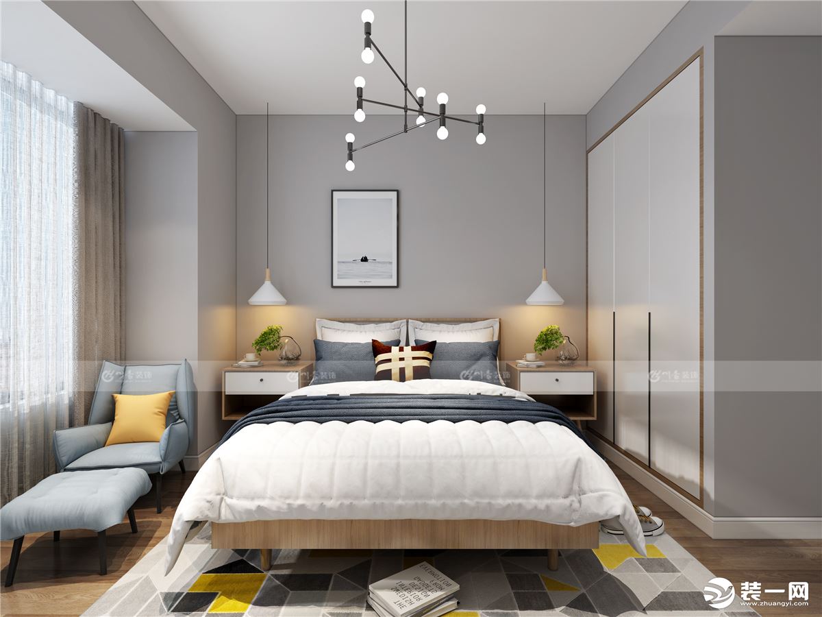 合肥川豪装饰信达天御122平现代风格装修案例     卧室效果图