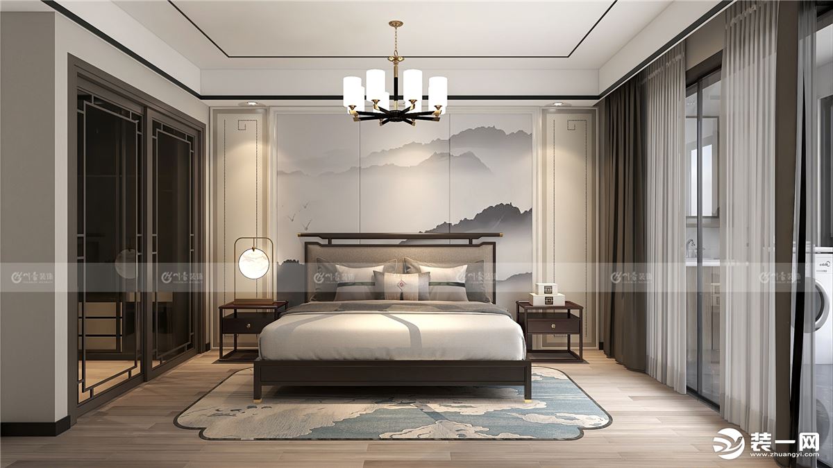 合肥川豪装饰文浍苑120平中式风格装修案例     卧室效果图