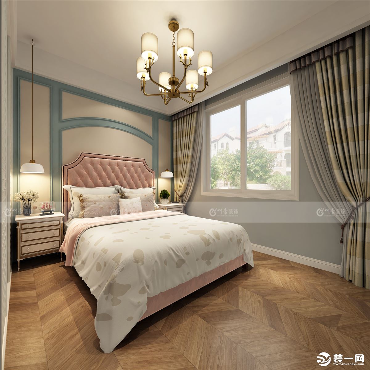 合肥川豪广视花园140平简美风格装修案例    卧室效果图