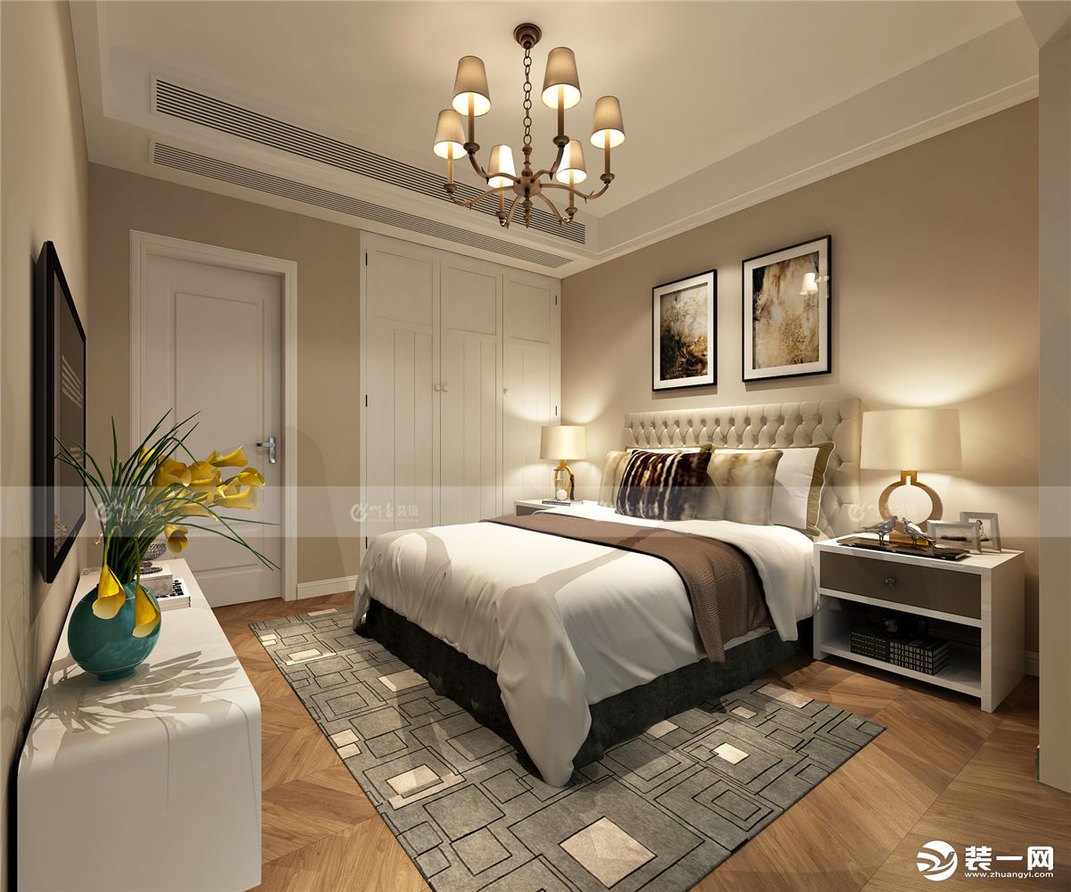 合肥川豪广视花园140平简美风格装修案例    卧室效果图