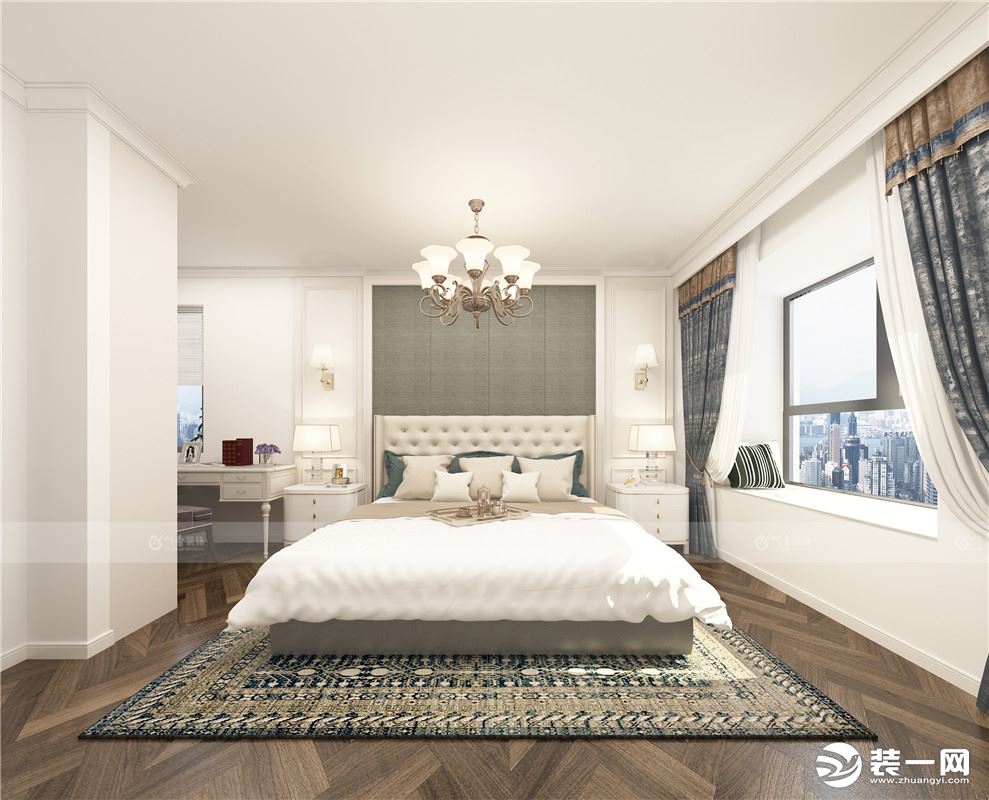 合肥川豪装饰世纪阳光花园120平美式风格装修案例      卧室效果图