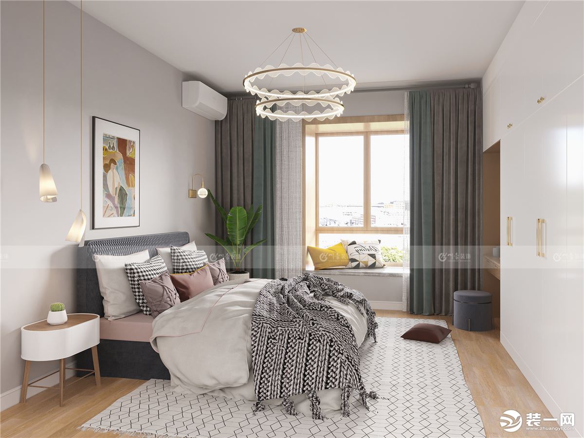 合肥川豪学林雅苑109平现代北欧风格装修案例   卧室效果图