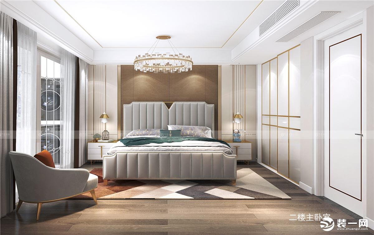 合肥川豪装饰国贸天成150平复式现代轻奢装修案例      卧室效果图