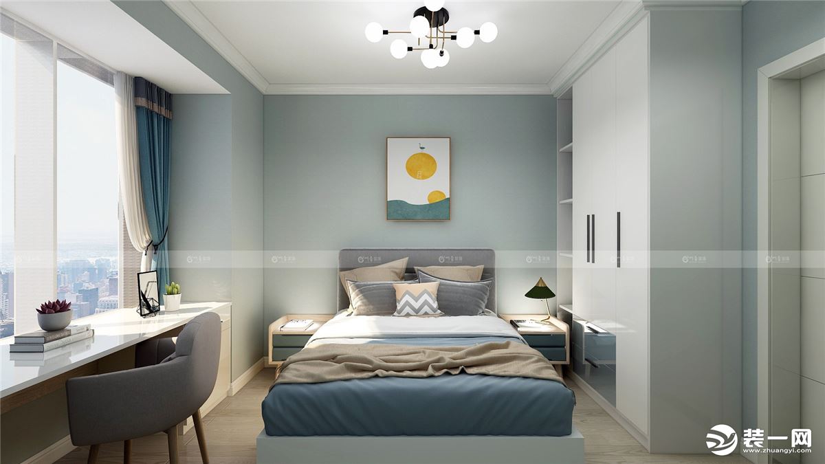 合肥川豪装饰文一名门名城109平现代风格装修案例     卧室效果图