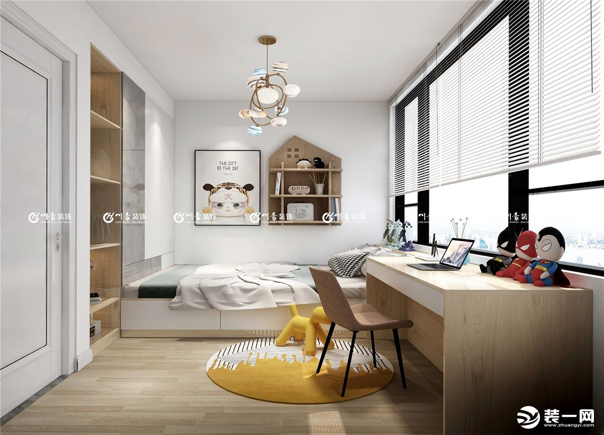 合肥川豪西子曼城130平现代风格装修案例    卧室效果图