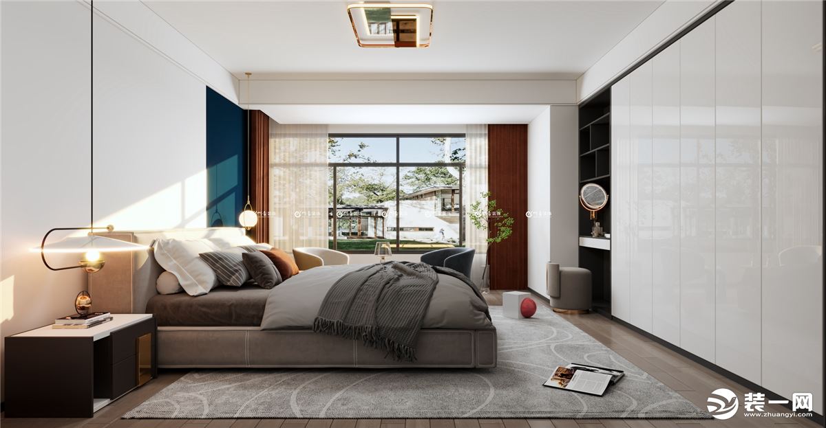 合肥川豪装饰玫瑰园200平现代风格装修案例    卧室效果图