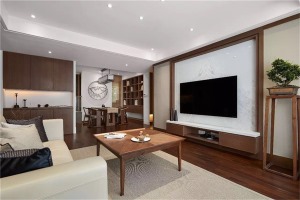 安粮兰桂公寓143平方新中式风格电视背景墙装修效果图