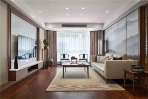 安粮兰桂公寓143平方新中式风格客厅装修效果图