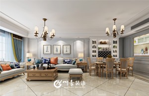 合肥川豪绿城玫瑰园141平美式风格   客厅效果图