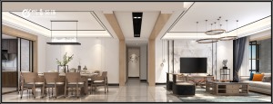 海棠湾新中式205平现代中式风格装修案例      客厅效果图