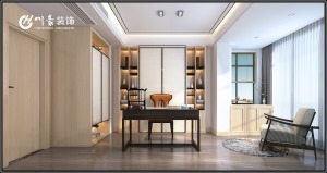 海棠湾新中式205平现代中式风格装修案例      书房效果图