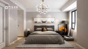 合肥川豪华地森林湖98平现代风格装修案例     卧室效果图