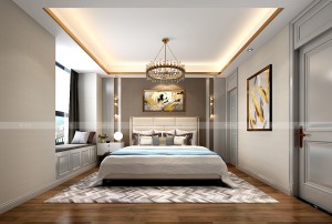 合肥川豪半岛一号地复式180平现代轻奢风格装修案例     卧室效果图