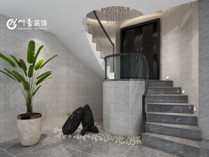 合肥川豪中海央墅420平现代风格装修案例    楼梯效果图