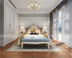 合肥川豪十六周年庆绿色港湾460平现代美式风格装修      卧室案例效果图
