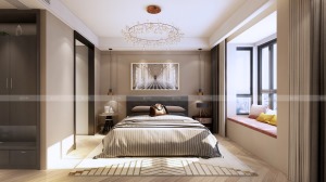 合肥川豪凯旋门140平现代轻奢装修案例     卧室效果图