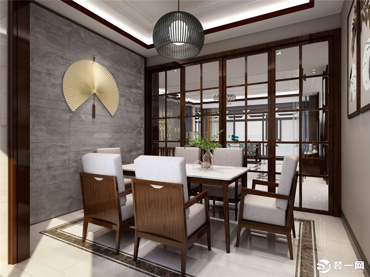 【南宁创艺装饰】天誉城160平米装修效果图-新中式风格餐厅设计