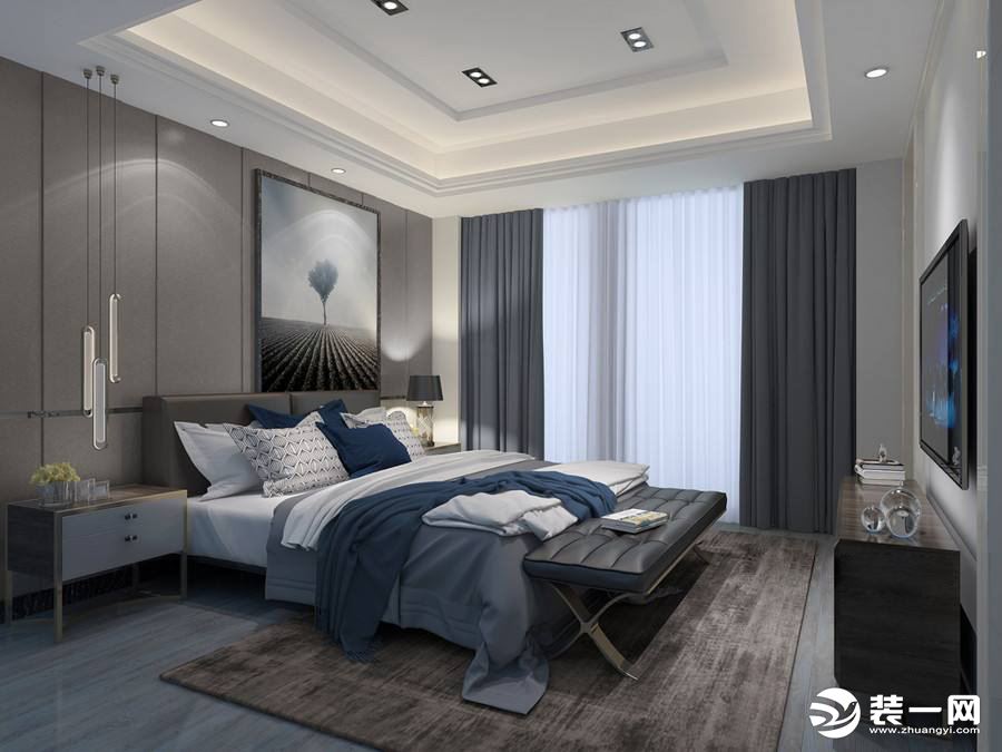 江宇都会明珠113平米装修效果图-现代风格卧室设计