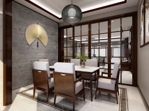 【南宁创艺装饰】天誉城160平米装修效果图-新中式风格餐厅设计