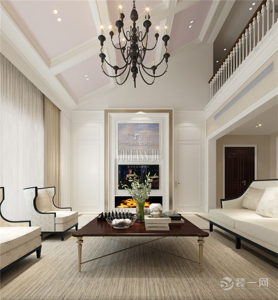 九龙仓国宾山现代美式风格客厅效果图苏州尚层装饰