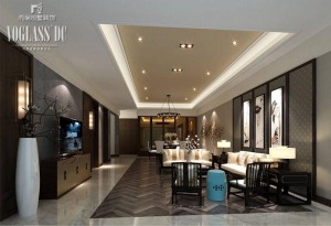 苏州中海名门别墅240平中式风格装修效果图客厅