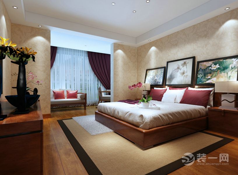 中式风格卧室床头背景墙