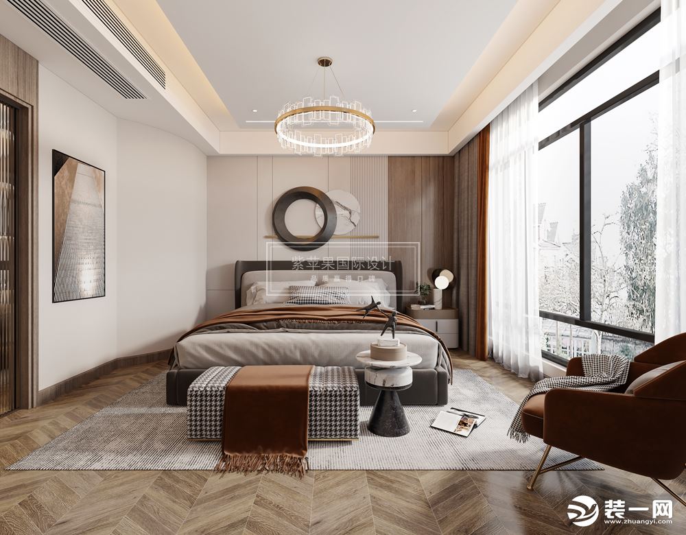 延续整个家的色调，咖色灰色，打造简约而大气的床板和床品。提高空间格调的同时也展示着主人公的品味。