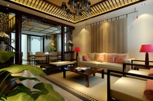 中式风格客厅沙发背景