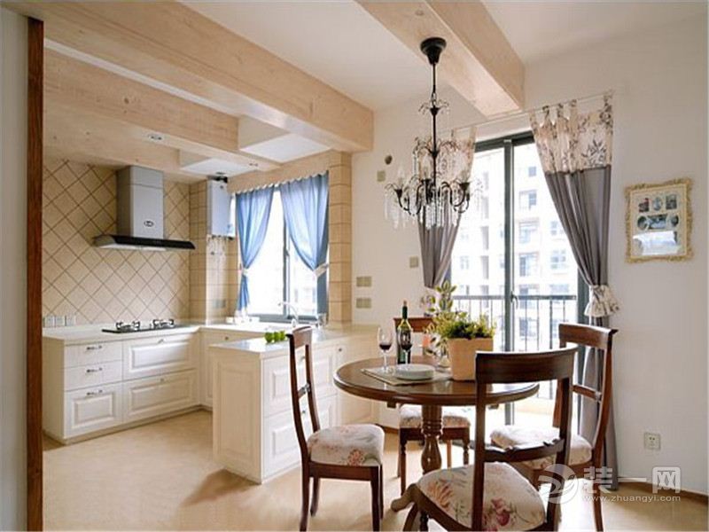 沙滨城市国际 86平 三居室 造价9万 田园风 餐桌