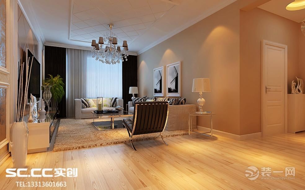 哈尔滨会展城上城138平米现代简约三居室客厅