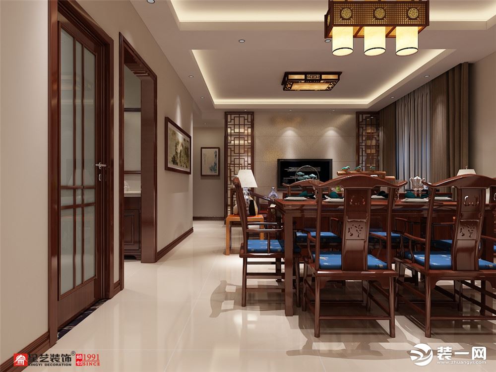桂林星艺装饰荔浦自建房130平米中式风格装修效果图餐厅2