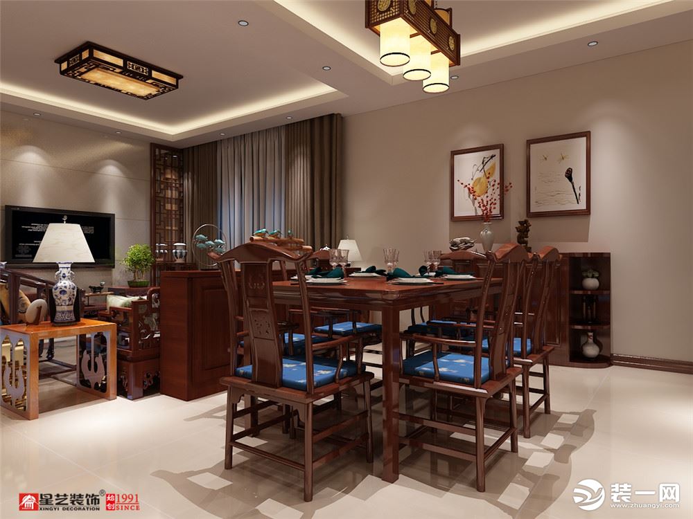 桂林星艺装饰荔浦自建房130平米中式风格装修效果图餐厅4