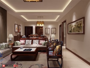 桂林星艺装饰荔浦自建房130平米中式风格装修效果图客厅沙发