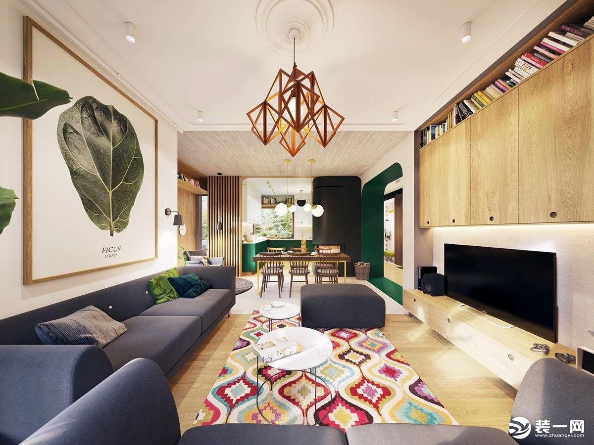 清新绿色系温馨现代公寓客厅