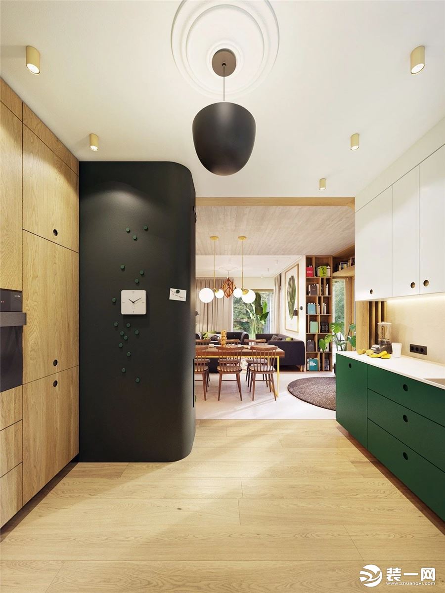 清新绿色系温馨现代公寓厨房