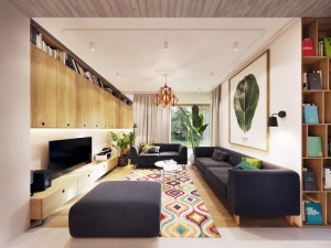 清新绿色系温馨现代公寓客厅