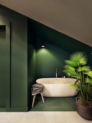 清新绿色系温馨现代公寓浴室