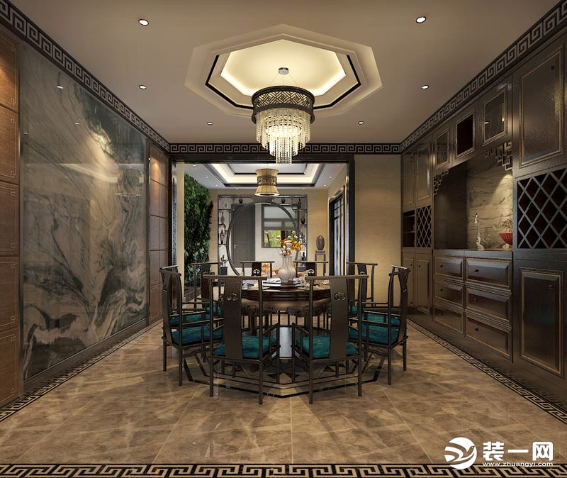 餐厅石家庄业之峰装饰天阳御龙湾270平新中式风格装修效果图