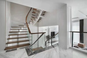 八号公馆200平复式现代风格案例造价30万-温江装修公司 楼梯