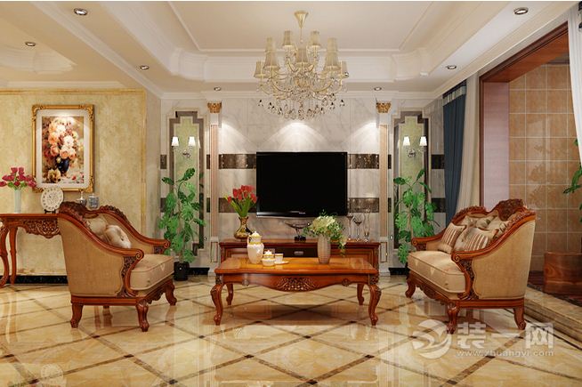 1武汉枫华锦都三居室170平欧式风格客厅茶几