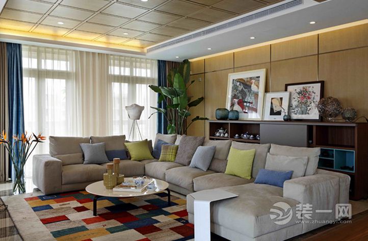 1武汉江尚115平三居室现代简约风格客厅地毯