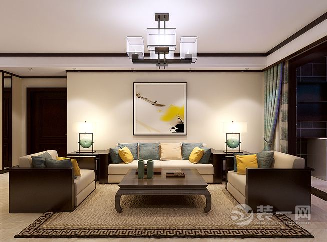 5武汉保利香槟国际158平四居室现代简约风格客厅背景墙